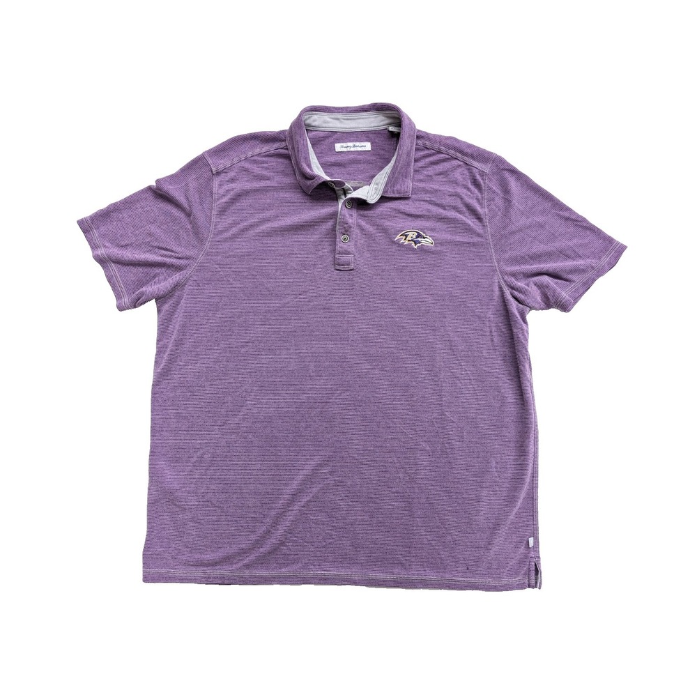 READ Tommy Bahama Baltimore Ravens Polo Mens XXL Purple NFL Stripe